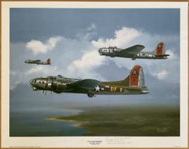 B17G Flying Fortress 'Little Miss Mischief' By Barry Price Large Colour Print, Signed by Teddy