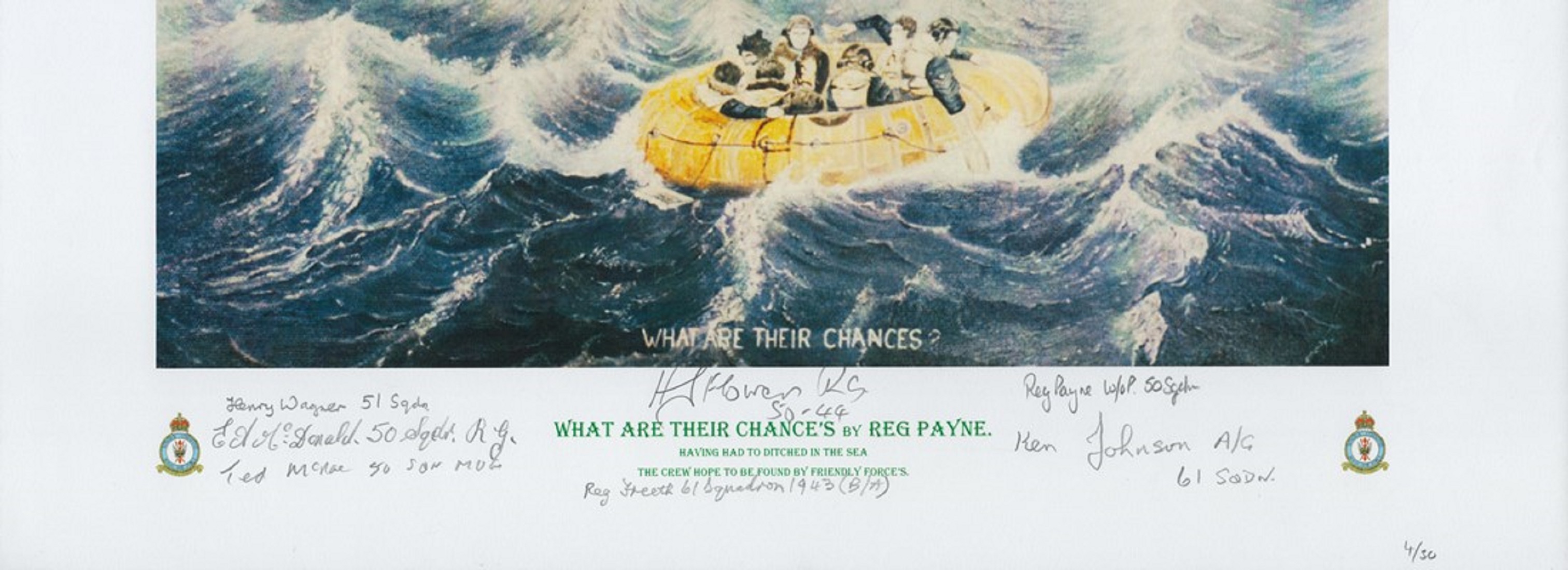 What are their chances print by Reg Payne. Signed by 6 Wagner, Mcdonald, Mcrae, Flowers, Freeth - Image 2 of 2