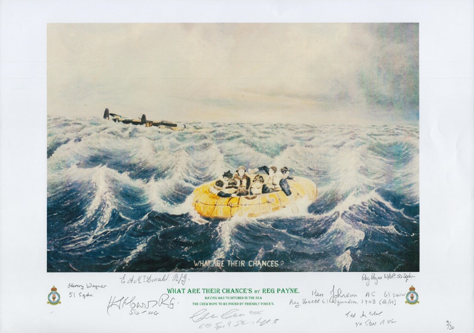 What are their chance's print by Reg Payne. Signed by 7 including Wagner, Johnson, Donald, Freeth