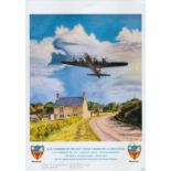 B 17 Bomber of the 384th USAAF taking off by Reg Payne print. Signed by Teddy Kirkpatrick and