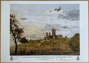 Lancaster's Fly Over Lincoln Cathedral on a Clear January Evening By Reg Payne, Limited Edition
