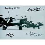 Lancaster - Bomber Command, Black and White Photo Signed by 4 including Jimmy James, Colin Cole,