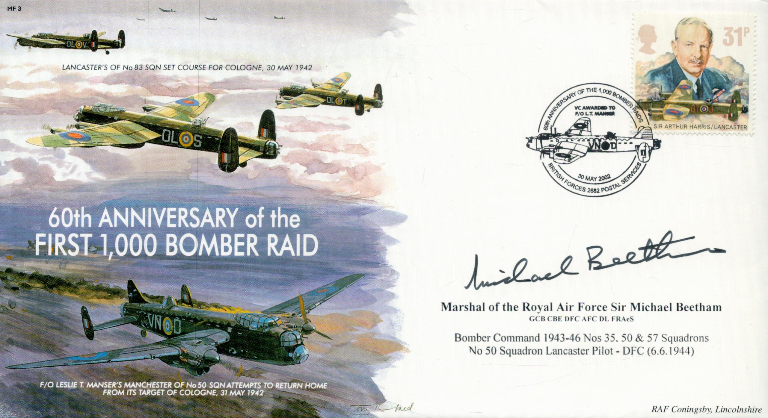 Sir Michael Beetham (Marshal of The Royal Air Force) Signed and Flown FDC 60th Anniversary of the