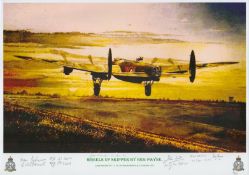 Wheels up skipper print by Reg Payne signed by 5 including Johnson, Donald, Mcrae, Tait, Marlow.