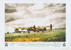 Lancaster VN - T of 50 squadron ready and waiting print by Reg Payne. Signed by 4 including Johnson,