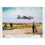 B 17 Bomber of the 384th USAAF landing by Reg Payne print. Signed by Teddy Kirkpatrick. Numbered