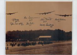 Bomber Command Lancasters, Colour Photo Signed by 7 including Ken Sumner, Ken Trent, approx size 8 x