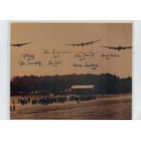 Bomber Command Lancasters, Colour Photo Signed by 7 including Ken Sumner, Ken Trent, approx size 8 x