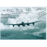 A close-up of a Solitary Lancaster in Flight pictured from in front, Black and White Photo, Signed