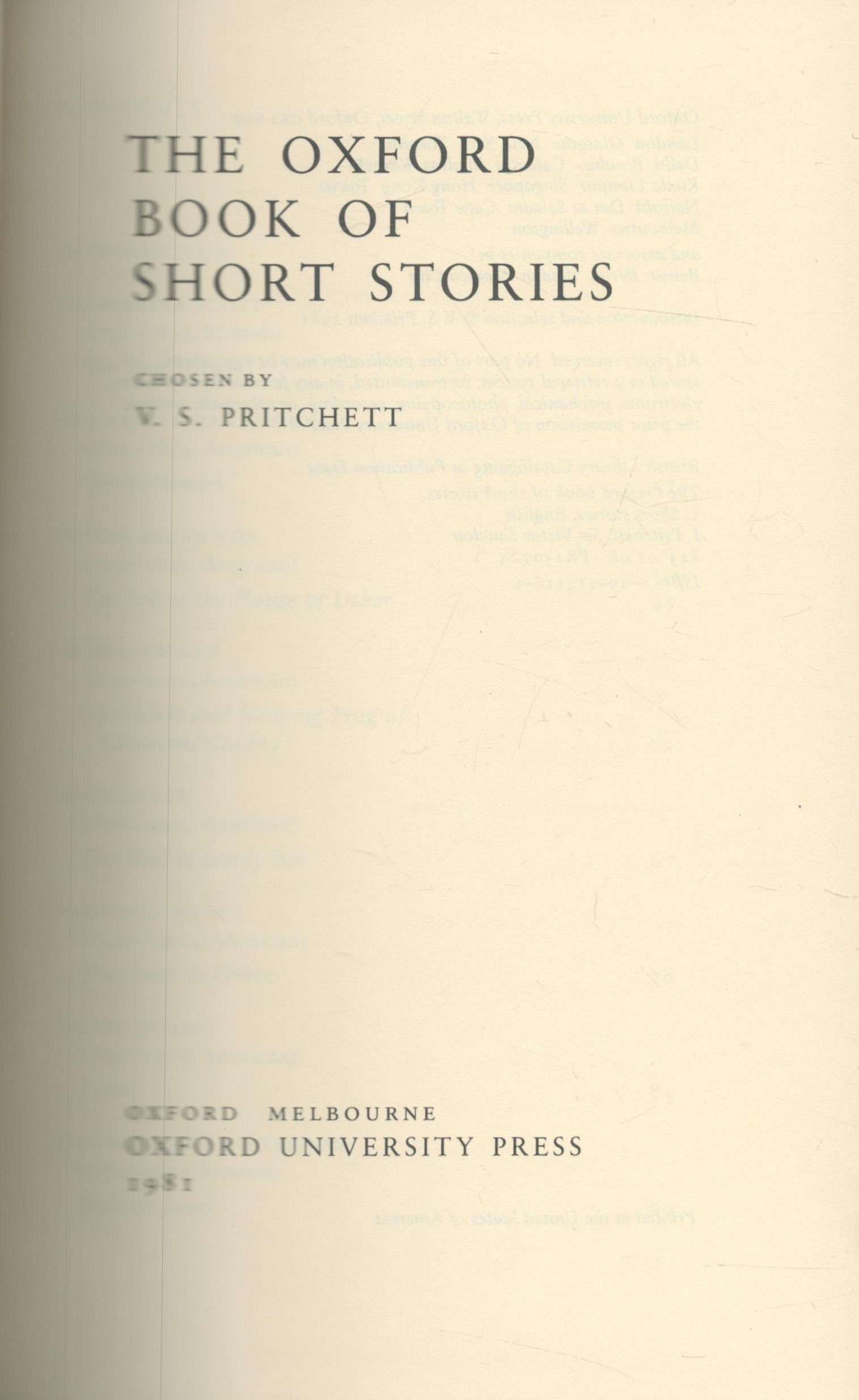 The Oxford Book of Short Stories chosen by V S Pritchett 1981 hardback book and slipcase with 544 - Image 2 of 3