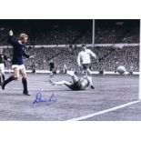 Football Autographed DENIS LAW 16 x 12 Photo : Colorized, depicting Scotland striker DENIS LAW