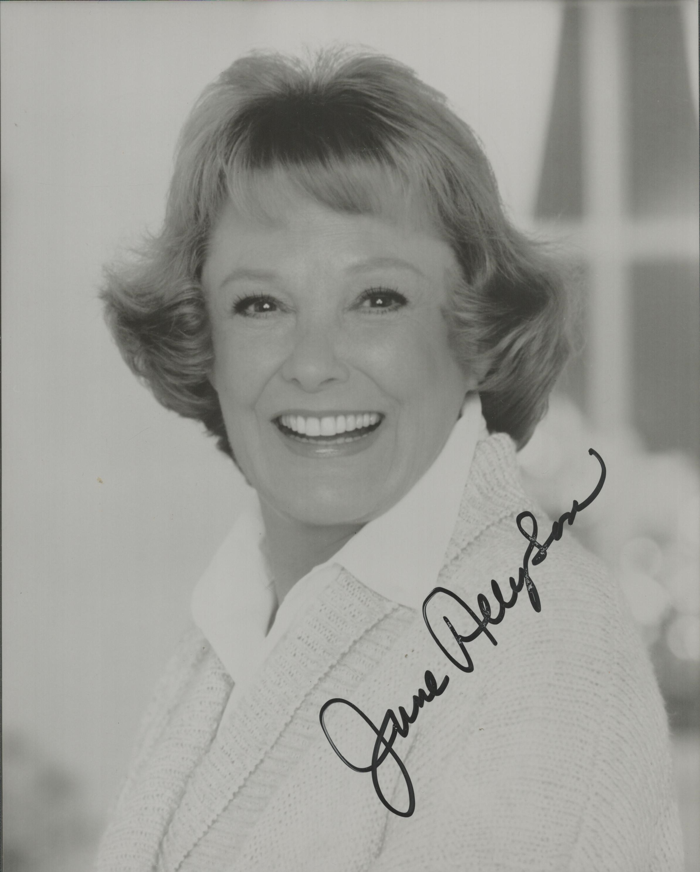 June Allyson signed 10x8 inch black and white photo. Good condition. All autographs come with a