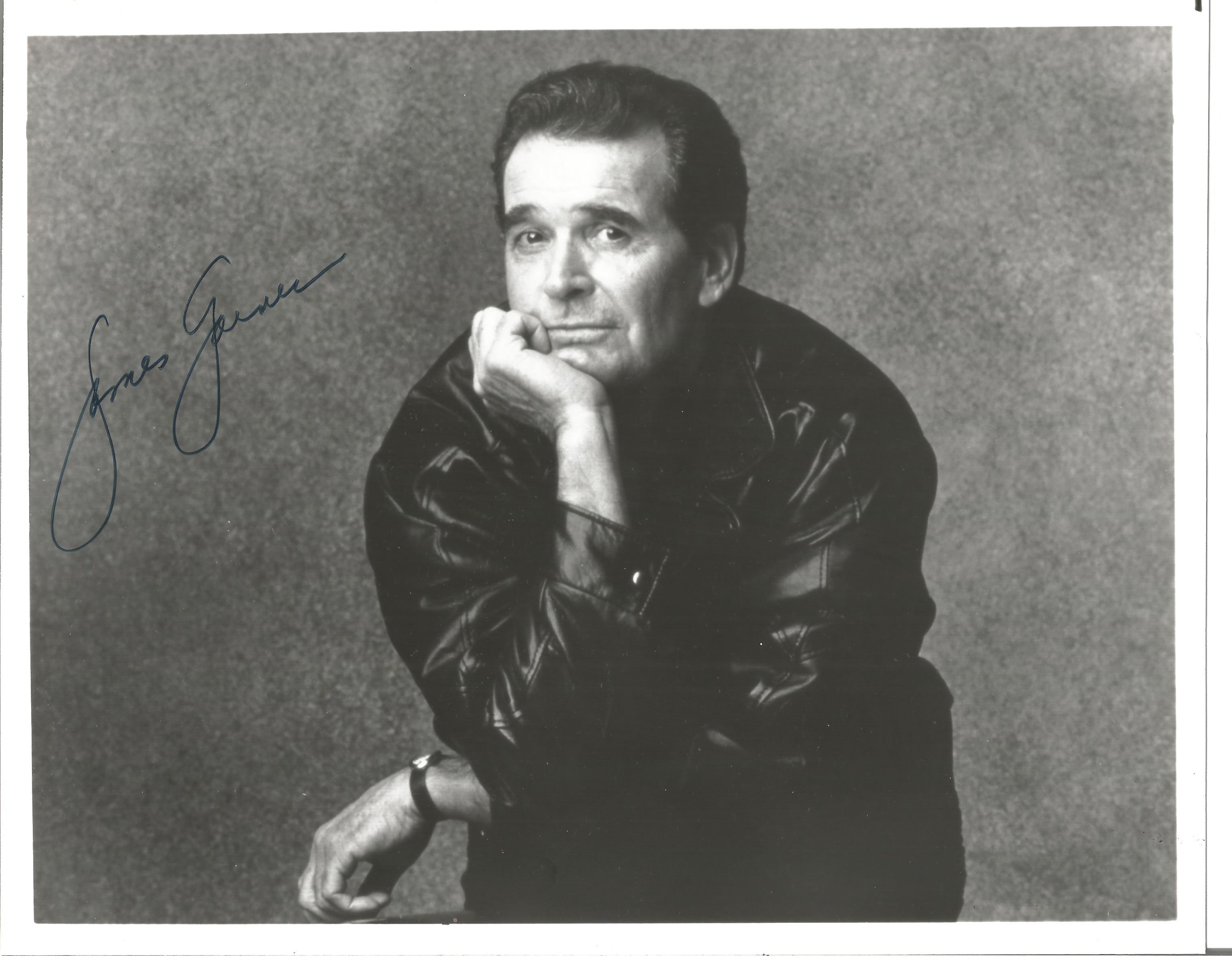 James Garner signed 10x8 inch black and white photo. Good condition. All autographs come with a