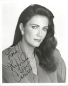Lynda Carter signed 10x8 inch black and white photo. Good condition. All autographs come with a