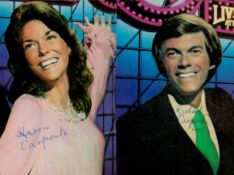 Karen Carpenter and Richard Carpenter signed 6x4 inch 2, colour photo cards. Good condition. All