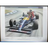 Nigel Mansell signed Mansell's Taxi Service colour print. Publishers proof number 17 of 30. Also