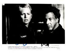 Sharon Stone and Dustin Hoffman signed 10x8inch black and white movie still from Sphere. Good