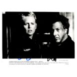 Sharon Stone and Dustin Hoffman signed 10x8inch black and white movie still from Sphere. Good