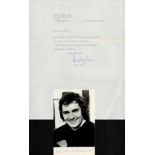 Dudley Moore signed 6x4 inch black and white photo with accompanying TLS dated 24TH November 1972.