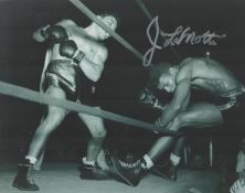 Jake LaMotta signed 10x8 inch black and white photo. Good condition. All autographs come with a