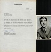 Frankie Howerd signed 6x4 inch vintage black and white photo with accompanying headed letter dated