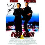 Jackie Chan signed Rush Hour 2 movie poster photo. Approx size 14x12inch. Slight crease to one