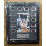 Sylvester Stallone signed colour photo. Mounted and framed with Rocky name plaque and 12 movie
