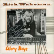 Rick Wakeman signed 45rpm record sleeve of Glory boys. Record included. English keyboardist and