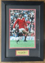 George Best signed 13x18 colour photo in frame. Good condition. All autographs come with a