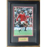 George Best signed 13x18 colour photo in frame. Good condition. All autographs come with a