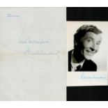 Kenneth Williams signed 6x4 inch black and white photo with accompanying signed compliments slip.