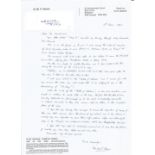 WW2 BOB fighter pilot Hugh Heron 266 sqn signature piece and copy letter with biography details