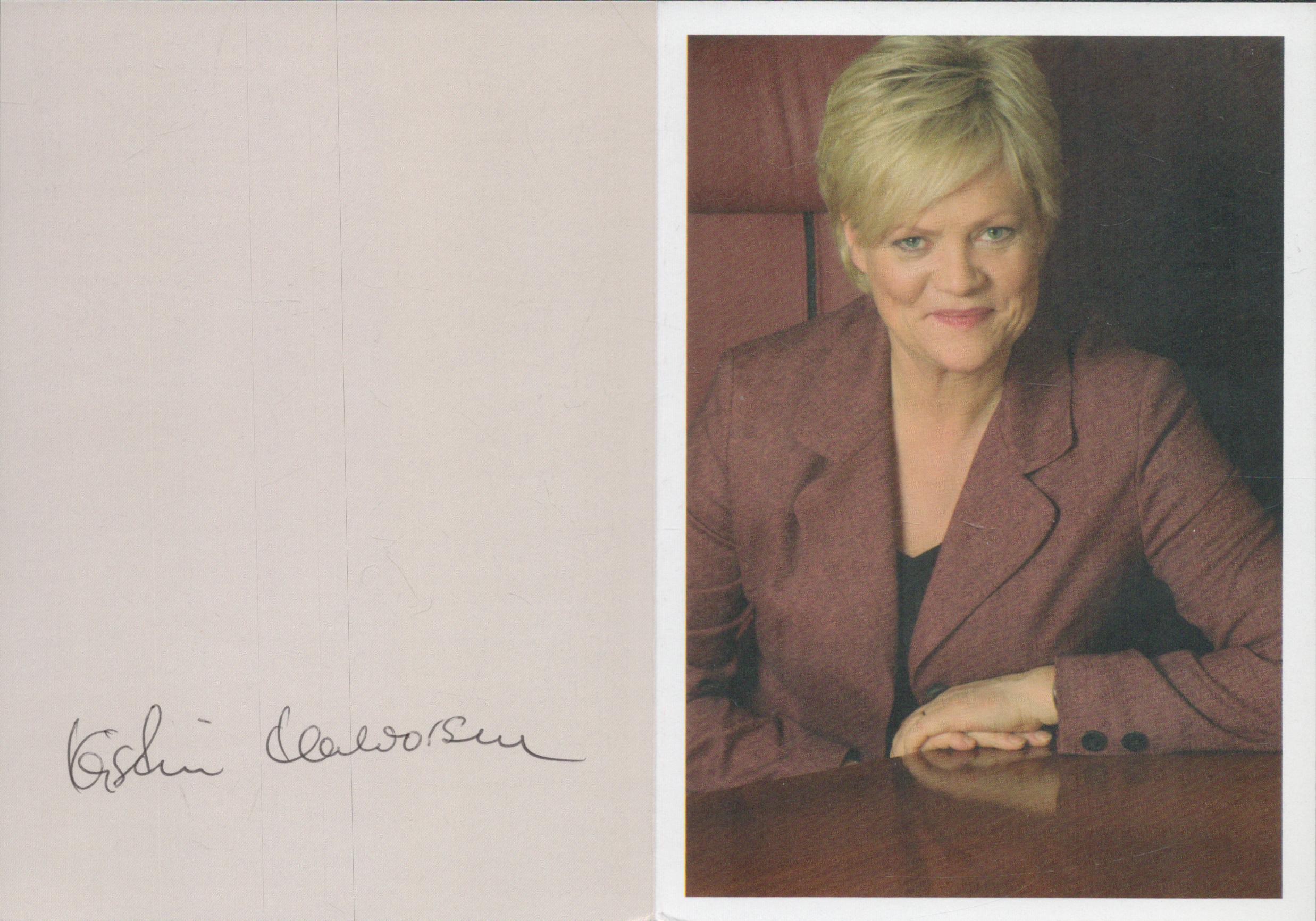 Kristin Halvorsen signed colour Greeting Card colour picture inside. Approx. 5.5x4 inch. Is a