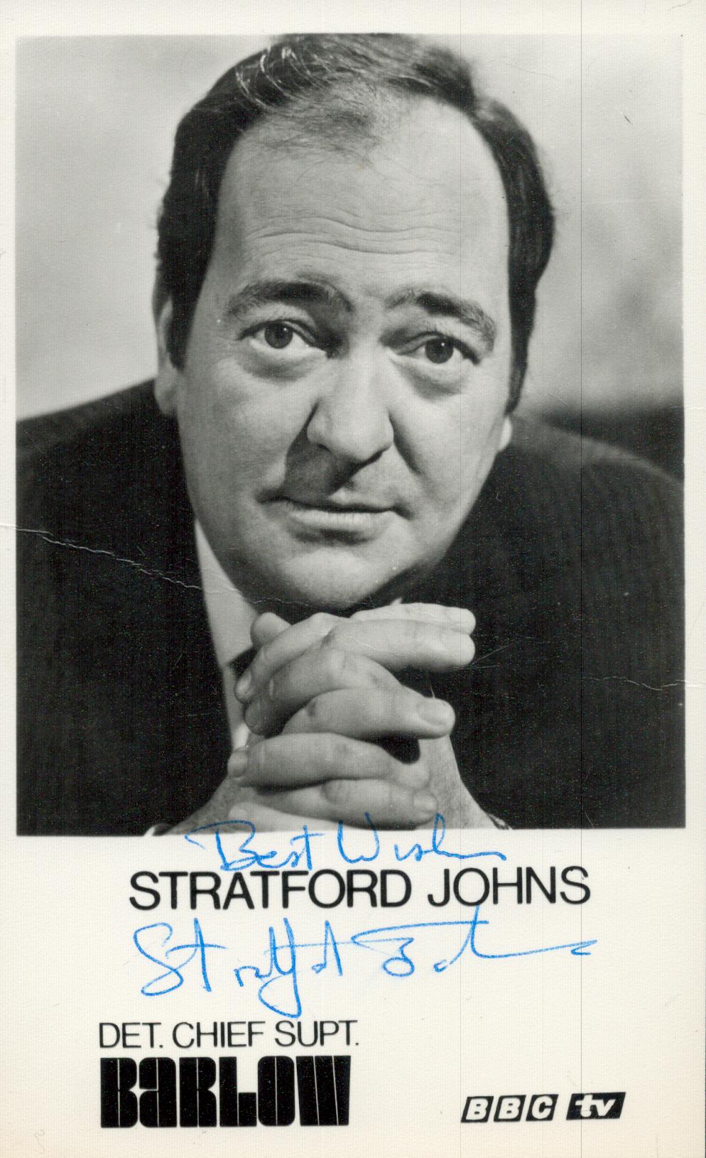 Stratford Johns signed promo black & white photo 5.5x3.5 Inch. British Actor. 'Detective Chief