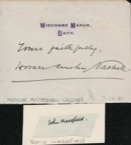 Writers collection. Includes clipped signature of John Masefield and signed album page of Horace