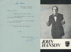 John Hanson signed promo black & white photo 6x4 Inch. Dedicated. TLS Thank you letter. Was a