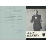 John Hanson signed promo black & white photo 6x4 Inch. Dedicated. TLS Thank you letter. Was a