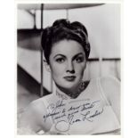 Joan Leslie signed 10x8 inch black and white photo. DEDICATED. Good Condition. All autographs come