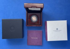 The 2022 Piedfort Gold Proof Sovereign Platinum Jubilee Coin. The coin features a special Royal Coat