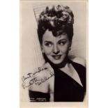 Paulette Goddard signed 5.5x3.5 inch approx vintage black and white photo. Good Condition. All