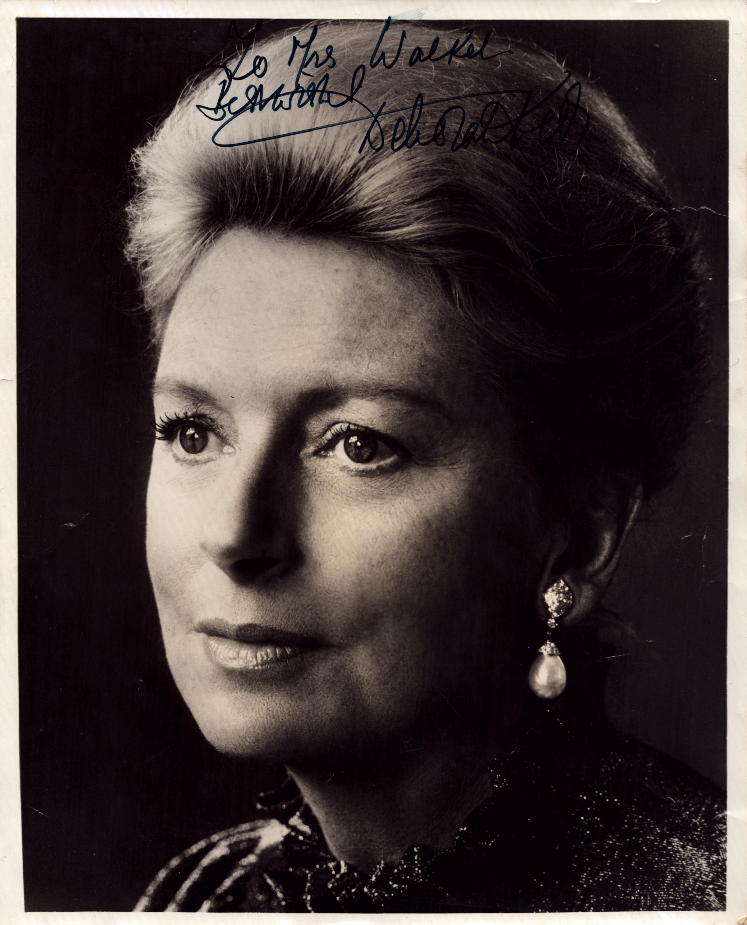 Deborah Kerr 10x8 inch black and white photo. Small crease marks doesn't affect signature.