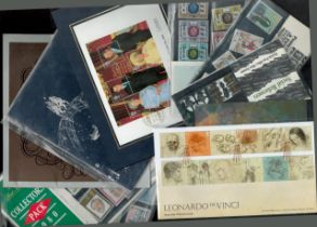 Stamp pack collection includes Collectors pack 1980, Leonardo Da Vinci, British Pioneers Social