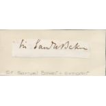 Sir Samuel Baker clipped signature. Explorer. Good Condition. All autographs come with a Certificate