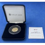 The 2022 Remembrance Day Gold Proof One pound Coin, Jubilee Mint. In Black display case. Good