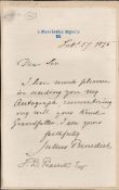 Julius Benedict ALS dated 1875. German composer. Good Condition. All autographs come with a