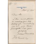 Julius Benedict ALS dated 1875. German composer. Good Condition. All autographs come with a