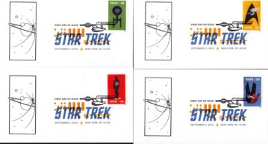 Star Trek First Day of Issue Star Trek (U.S. 2016) 4 First day id Issue envelopes with stamps.