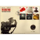 First day Cover 1914 The Great War. 2014 The Great War Centenary two pounds coin and cover. Stamp