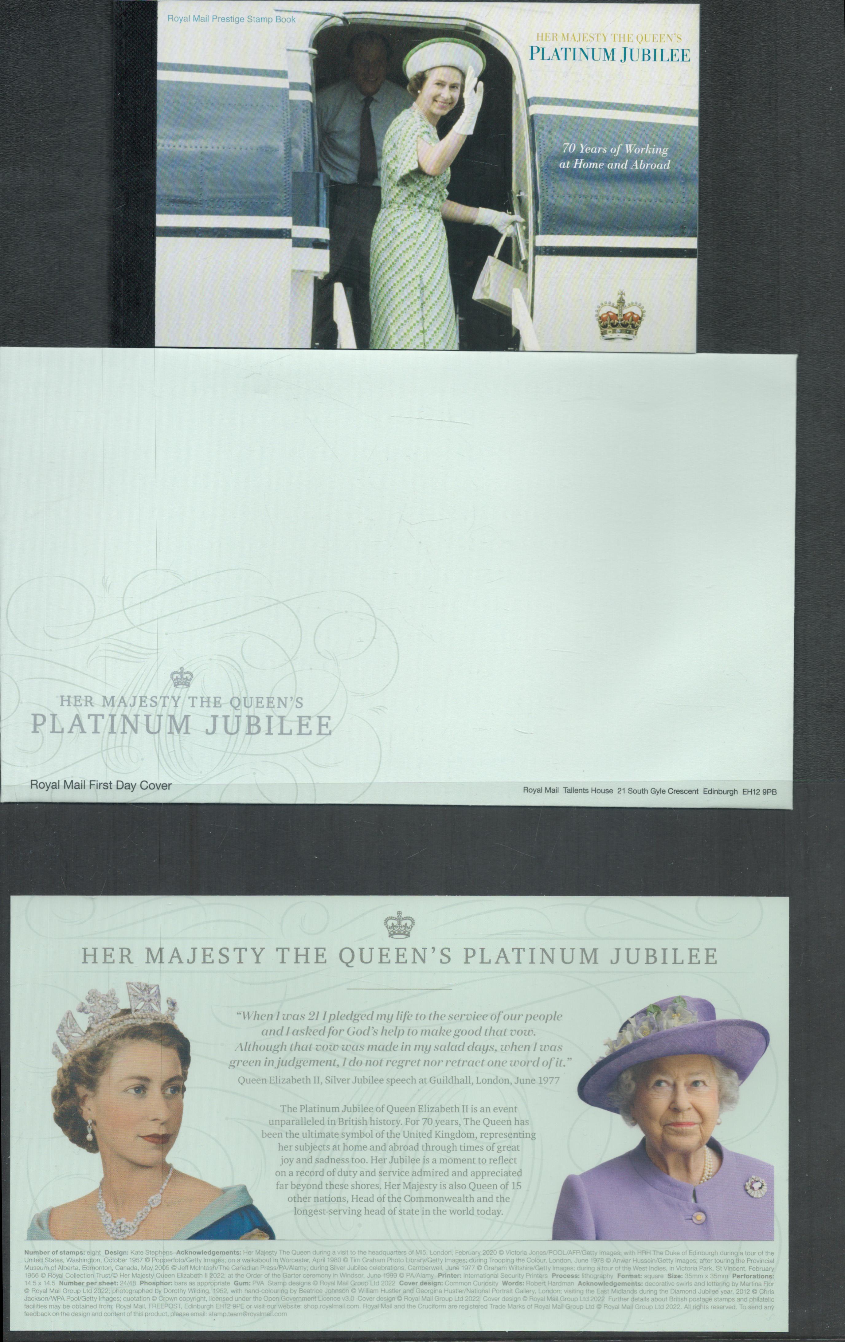 HRM Platinum Jubilee Stamps and FDC. Her Majesty The Queen's Platinum Jubilee 8 Stamp Set x2, Her