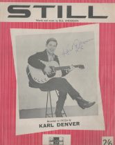 KARL DENVER signed vintage 'Still' Sheet Music